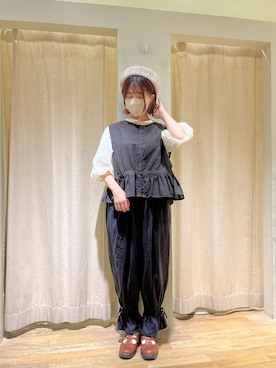 「袖ボリューム」｜「アイテム（その他シューズ）」を使った、きしもとさん（レディース・155cm）の夏コーディネート