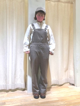 「ehka sopo（エヘカソポ）のアイテム（サロペット/オーバーオール）」を使った、きしもとさん（レディース・155cm）の秋コーディネート