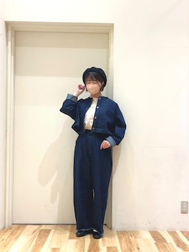 「フリンジデニム」｜「アイテム（ジャケット/アウター）」を使った、きしもとさん（レディース・155cm）の夏コーディネート