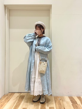 「スカラップ」｜「アイテム（ワンピース/ドレス）」を使った、きしもとさん（レディース・155cm）の春コーディネート