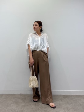「GALLEST（ギャレスト）の◆【The Bagmati】フリンジバッグ（ハンドバッグ）」を使った、AYANOさん（レディース・160cm）の夏コーディネート