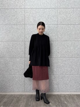 「GALLEST（ギャレスト）のアイテム（ハンドバッグ）」を使った、AYANOさん（レディース・160cm）の秋コーディネート