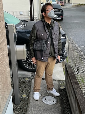 「アイテム（ダウンベスト）」を使った、yukky19811214さん（メンズ・175cm）の冬コーディネート