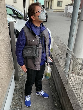 THE NORTH FACE PURPLE LABELのダウンベスト（グレー系）を使った人気