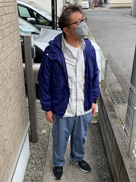 「UNIQLO（ユニクロ）のユーティリティオーバーサイズシャツ（シャツ/ブラウス、ホワイト系）」を使った、yukky19811214さん（メンズ・175cm）の春コーディネート