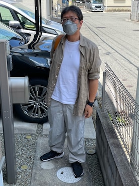「GU（ジーユー）のアイテム（カーゴパンツ）」を使った、yukky19811214さん（メンズ・175cm・40代）の夏コーディネート