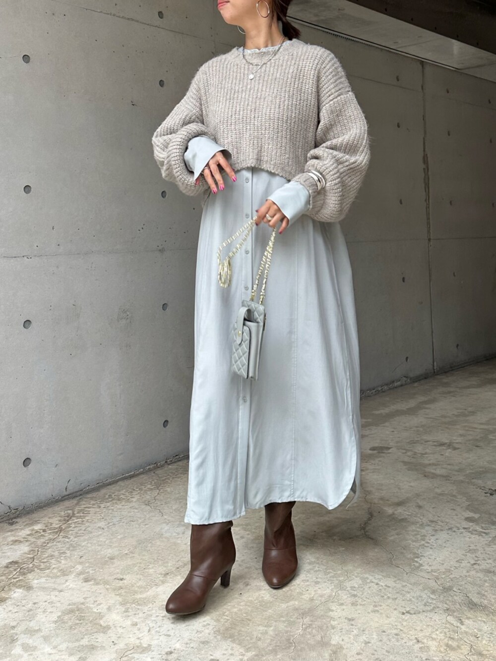 DOUDOU　ショート丈ニット＋ワンピースセット DouDou（ドゥドゥ）の「ショート丈ニット＋ワンピースセット