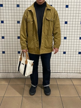 「アイテム（スリッポン）」を使った、musasiさん（メンズ・170cm）の秋コーディネート