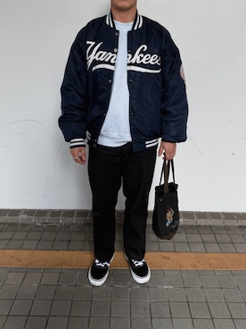 「アイテム（スタジャン）」を使った、musasiさん（メンズ・170cm）の冬コーディネート