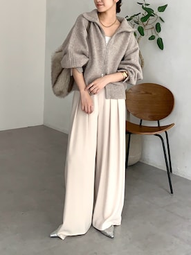 「アイテム（スラックス）」を使った、doudoureiさん（レディース・164cm）の秋コーディネート