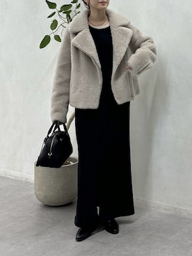 「アイテム（その他アウター、ベージュ系）」を使った、doudoureiさん（レディース・164cm）の冬コーディネート