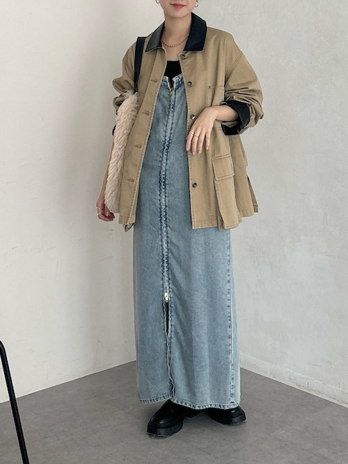 ジャケット・アウター DOU DOU DouDou カバーオール レザーカラーカバーオールジャケット