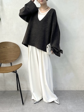 「アイテム（スラックス）」を使った、doudoureiさん（レディース・164cm）の秋コーディネート