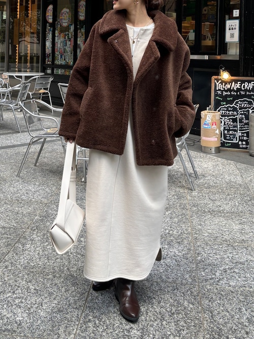 新品タグ付】DouDou 2WAYジップワンピース ベージュ FREE（ワンピース 