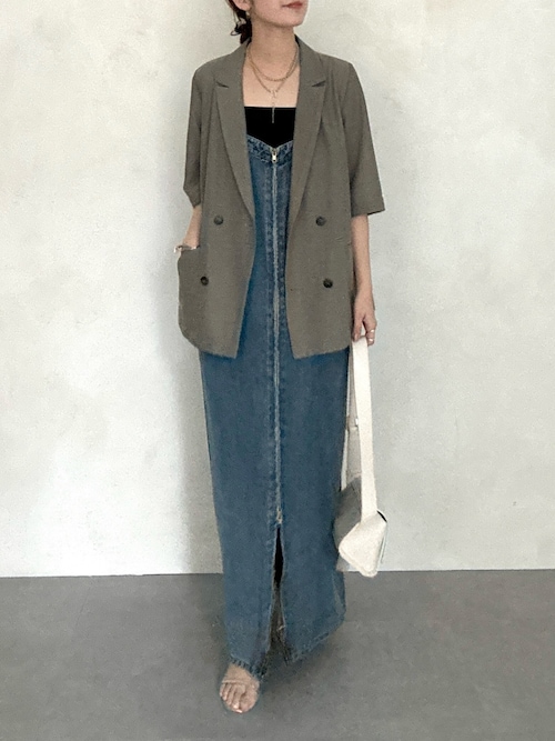【ウォッシャブル】5分袖シアーダブルジャケット