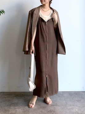 「アイテム（ワンピース/ドレス、ブラウン系）」を使った、doudoureiさん（レディース・164cm）の夏コーディネート