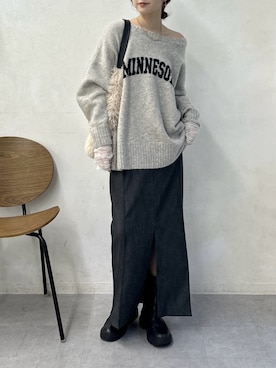 「アイテム（ニット/セーター）」を使った、doudoureiさん（レディース・164cm）の秋コーディネート