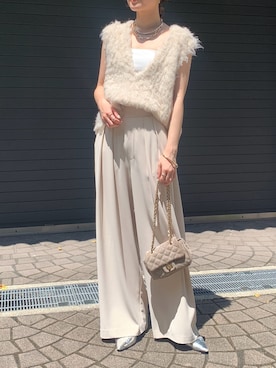 「アイテム（スラックス）」を使った、doudoureiさん（レディース・164cm）の夏コーディネート