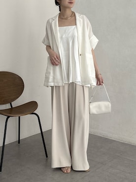 「DouDou（ドゥドゥ）のアイテム（スラックス）」を使った、doudoureiさん（レディース・164cm）の春コーディネート