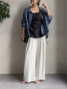 「大人カジュアルコーデ」｜「アイテム（アクセサリー）」を使った、doudoureiさん（レディース・164cm）の夏コーディネート