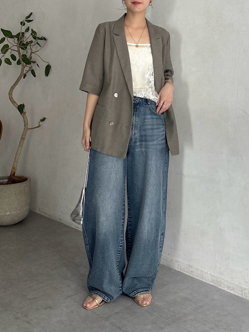 セール】【ウォッシャブル】5分袖シアーダブルジャケット