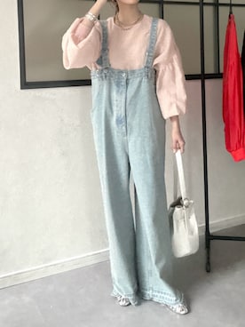 「DouDou（ドゥドゥ）のアイテム（サロペット/オーバーオール）」を使った、doudoureiさん（レディース・164cm）の春コーディネート