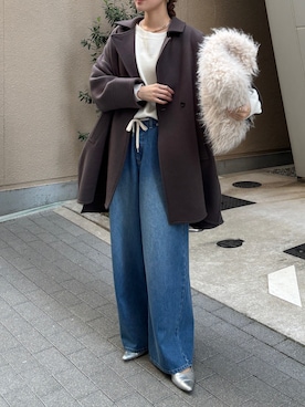 「シンプル・ベーシック」｜「アイテム（その他アウター）」を使った、doudoureiさん（レディース・164cm）の冬コーディネート