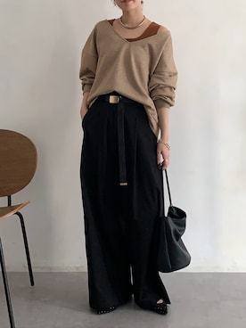 「アイテム（タンクトップ）」を使った、doudoureiさん（レディース・164cm）の秋コーディネート