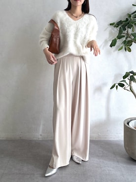 「アイテム（スラックス）」を使った、doudoureiさん（レディース・164cm）の秋コーディネート