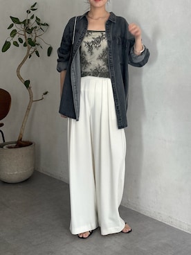「アイテム（スラックス）」を使った、doudoureiさん（レディース・164cm）の夏コーディネート