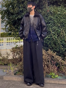 「アイテム（キーケース/キーアクセサリー、ブラック系）」を使った、t.koya_wearさん（メンズ・181cm）の冬コーディネート