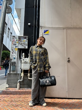 「チャックシャツ」｜Momoさん（レディース・153cm）の夏コーディネート