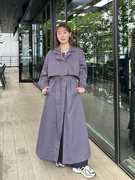 「アイテム（トレンチコート、パープル系）」を使った、A＋TOKYO WOMENS STAFFさん（レディース・156cm）の秋コーディネート