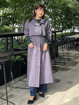 「アイテム（トレンチコート、パープル系）」を使った、A＋TOKYO WOMENS STAFFさん（レディース・160cm）の秋コーディネート