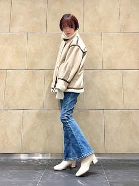 「EVOL（イーボル）のアイテム（ブーツ）」を使った、 rinaさん（レディース・166cm）の冬コーディネート