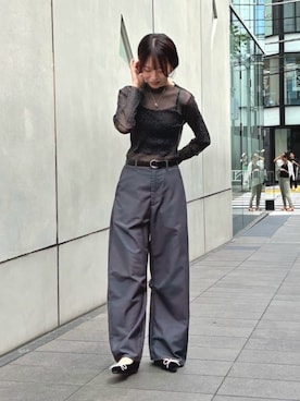 「EVOL(EVOL)」｜「アイテム（スラックス）」を使った、 rinaさん（レディース・166cm）の夏コーディネート