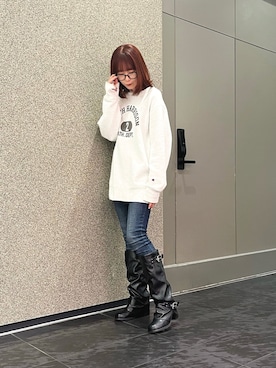 「Champion（チャンピオン）のアイテム（スウェット）」を使った、 rinaさん（レディース・166cm）の秋コーディネート