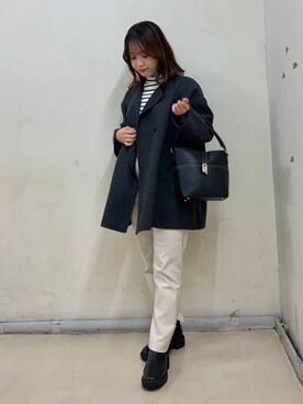 「アイテム（ノーカラーコート）」を使った、rinkaさん（レディース・157cm）の秋コーディネート