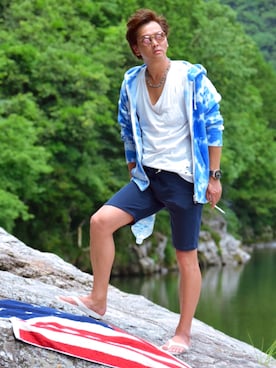 「アイテム（パーカー）」を使った、ELVISさん（メンズ・176cm）の夏コーディネート