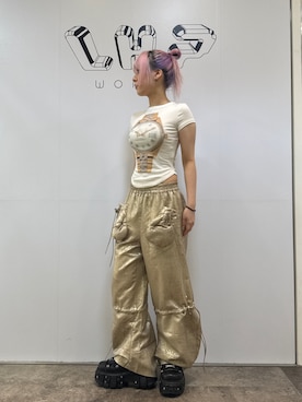「アイテム（パンツ、ゴールド系）」を使った、misakiさん（レディース・161cm）の夏コーディネート