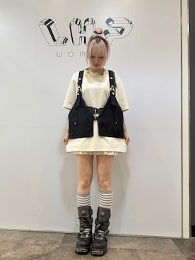 「ベスト×Tシャツ」｜misakiさん（レディース・161cm）の夏コーディネート