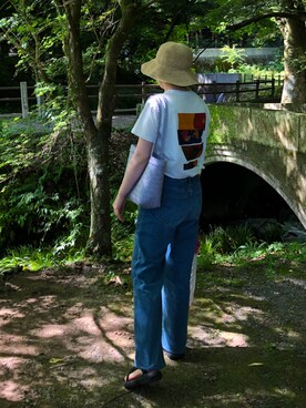 「アイテム（かごバッグ、パープル系）」を使った、rkksnさん（レディース・164cm）の夏コーディネート