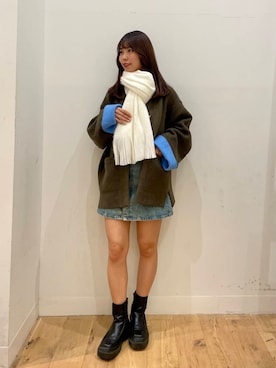 「アイテム（ノーカラーコート）」を使った、みあさん（レディース・160cm）の秋コーディネート
