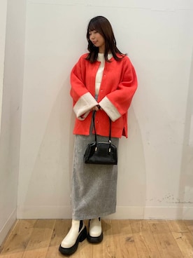 「アイテム（ノーカラーコート）」を使った、みあさん（レディース・160cm）の秋コーディネート
