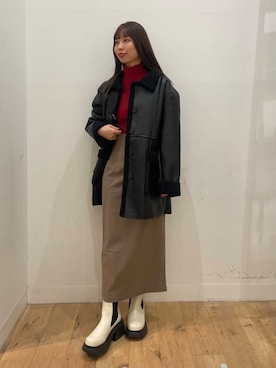 「SENSE OF PLACE by URBAN RESEARCH（センスオブプレイスバイアーバンリサーチ）の『消臭』サイドゴアボリュームソールブーツ（ブーツ）」を使った、みあさん（レディース・160cm）の秋コーディネート