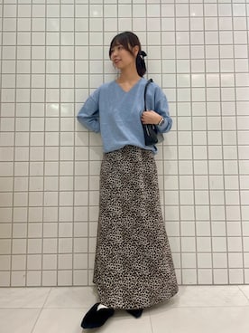 「SENSE OF PLACE by URBAN RESEARCH（センスオブプレイスバイアーバンリサーチ）のアニマルパターンナロースカート（スカート）」を使った、みあさん（レディース・160cm）の秋コーディネート