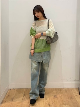 「アイテム（デニムスカート）」を使った、みあさん（レディース・160cm）の秋コーディネート