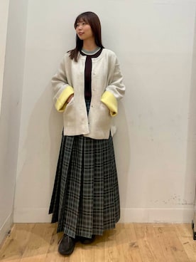 「アイテム（ノーカラーコート）」を使った、みあさん（レディース・160cm）の秋コーディネート