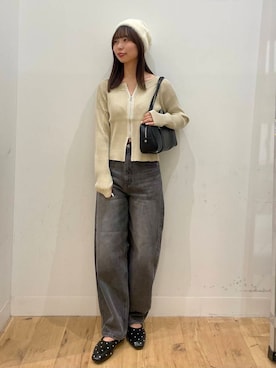 「SMELLY（スメリー）のシャギービーニー（ニットキャップ/ビーニー）」を使った、みあさん（レディース・160cm）の秋コーディネート