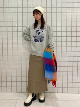 「SMELLY（スメリー）のシャギービーニー（ニットキャップ/ビーニー）」を使った、みあさん（レディース・160cm）の秋コーディネート